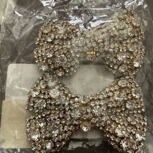 Source Unknown vintage Sparkling Hair Bows - Gold and Silver